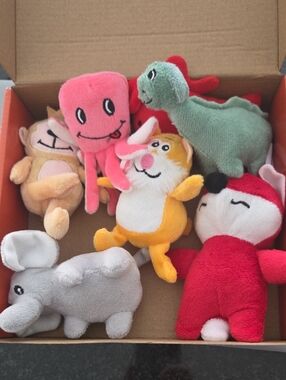 Assorted Plush Dog Toy Bundle - Colorful Animal Stuffies